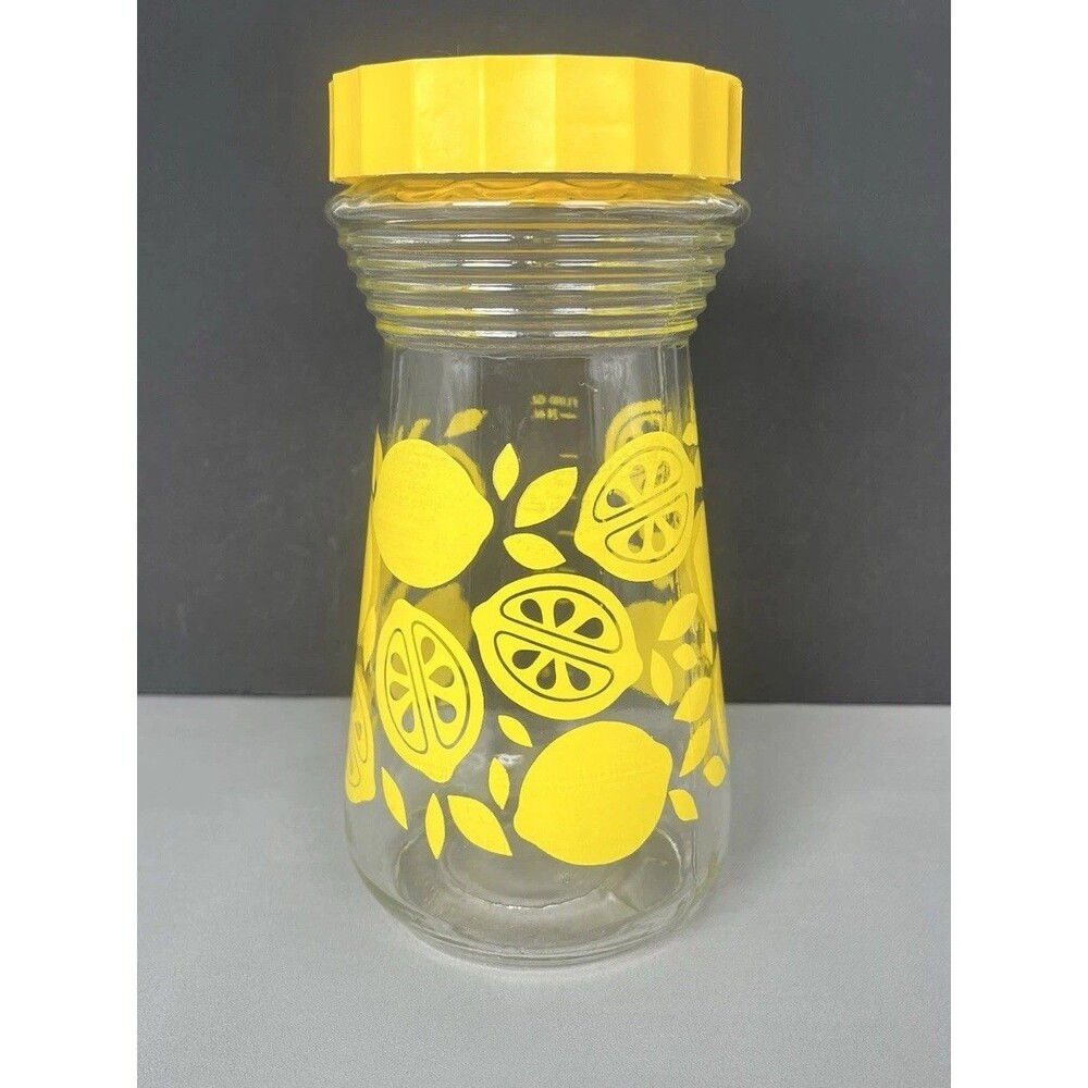 Vtg MCM Folgers 24 Oz Juice Pitcher with Yellow Lemons Sun Tea Carafe Summer